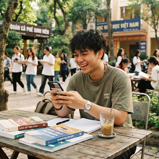Nam sinh viên ôn luyện tiếng Đức